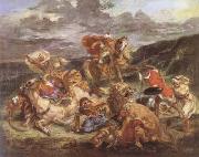 Eugene Delacroix The Lion Hunt (mk09) China oil painting reproduction